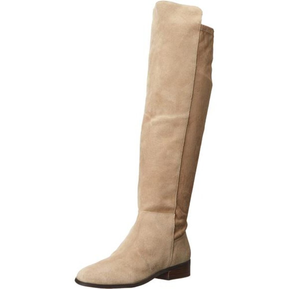 Womens Over The Knee Suede Boots Pull On Low Heel Tall Boot Block Heel